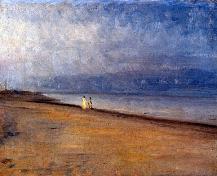 Ancher Michael Figures on a beach in Skagen Sun.   Ancher