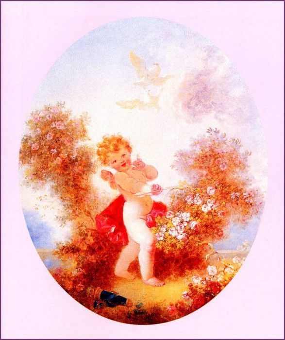 bs- Jean Honore Fragonard- Cupid Between The Roses. ,  