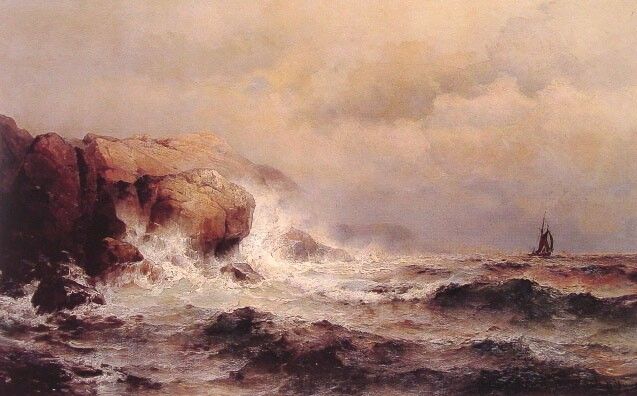 Ship off a Stormy Coast. , De Maurits