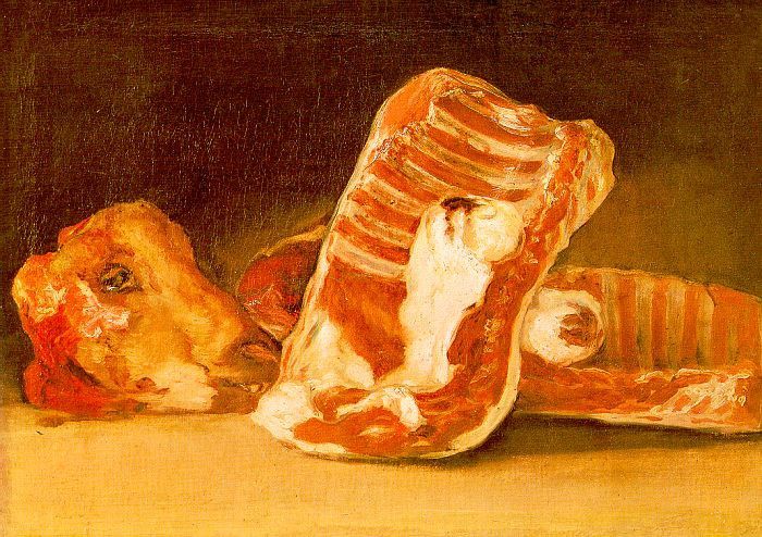 Goya Still-Life with Sheeps Head, wood, Musee du Louvre, Pa.   ,  