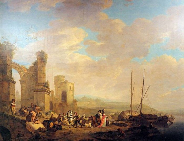 Strij van Jacob Landscape with coast and ruin Sun . Strij,  