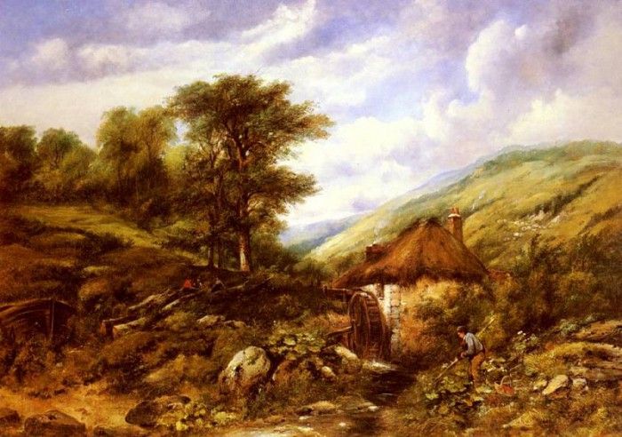 Watts Frederick William An Overshot Mill In A Wooded Valley. ,  