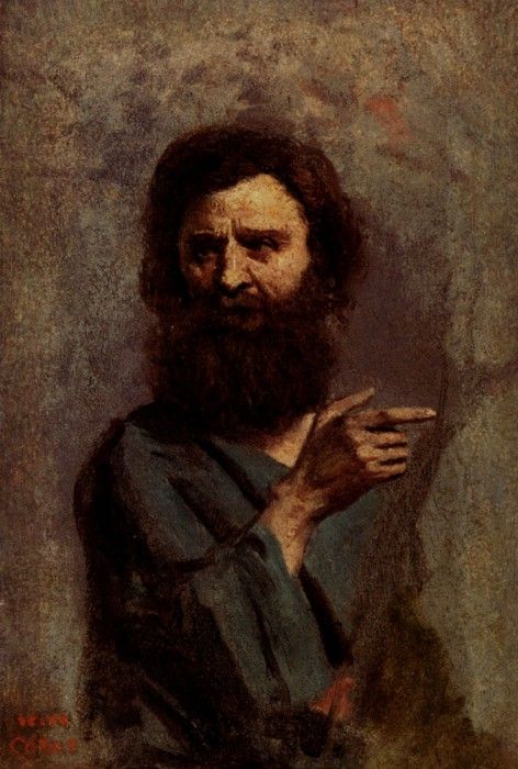 Corot Jean Baptiste Camille Corot Head Of Bearded Man. , --