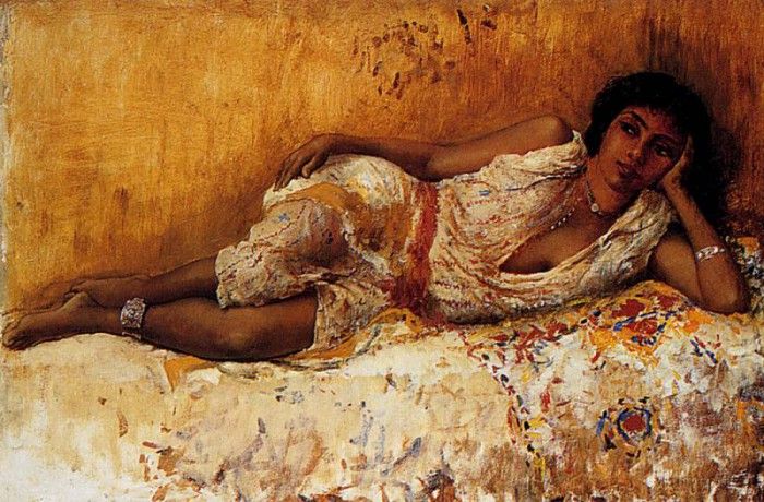 Weeks Edwin Lord Moorish Girl Lying On A Couch. ,  