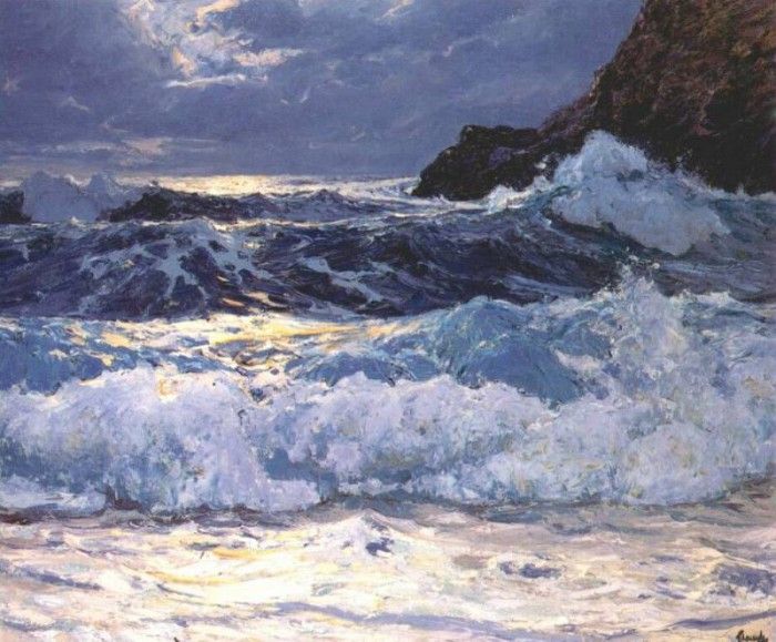 waugh breakers at floodtide 1909. , . 