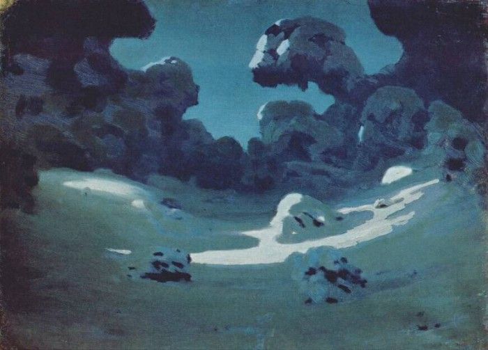 kuindzhi moonlight in winter forest 1898-1908. 