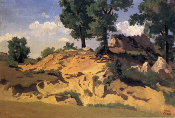 Corot Trees and Rocks at La Serpentara. , --