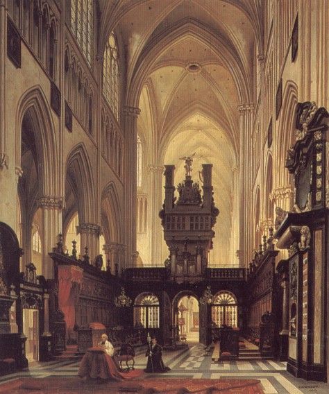 Figures in the Choir of a Cathedral. Genisson,  