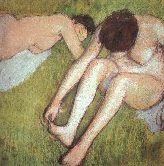 Degas Bathers on the grass, 1886-90, pastel on brown paper, . , --