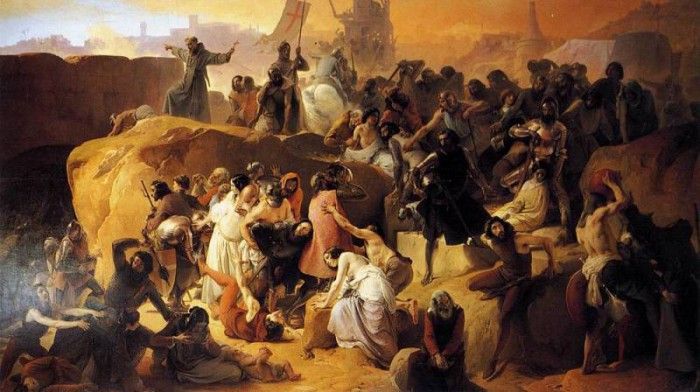 HAYEZ Francesco Crusaders Thirsting Near Jerusalem. , 