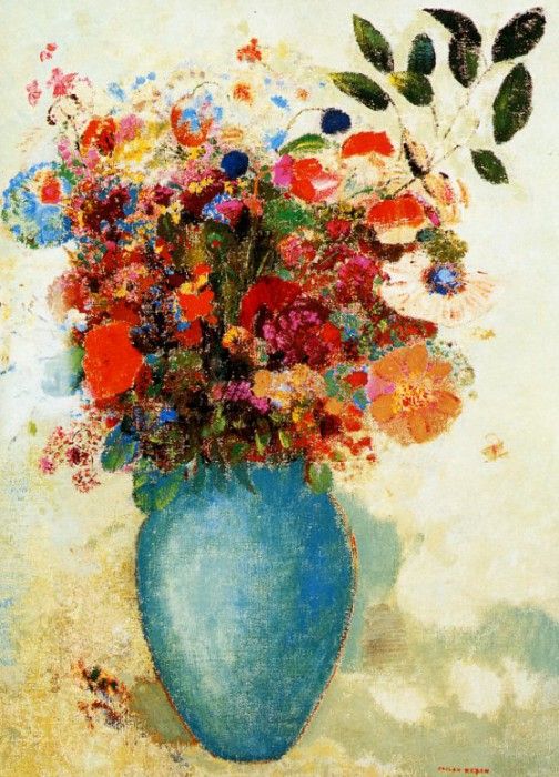 Odilon Redon - Flowers in a Turquoise Vase, De. , 