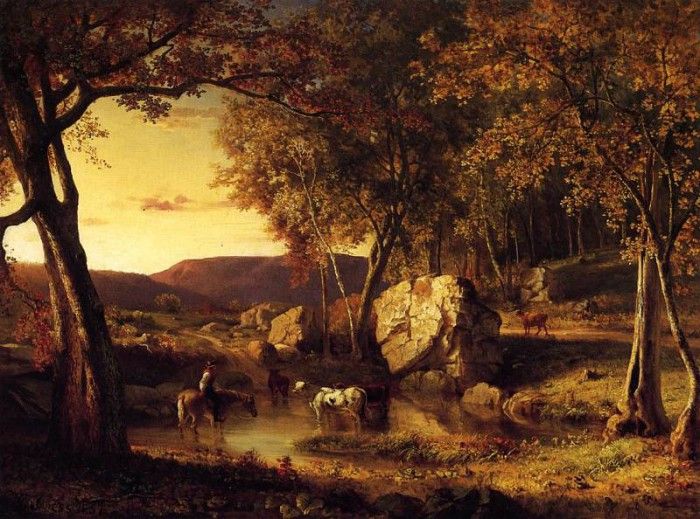 Inness George Summer Days Cattle Drinking Late Summer Early Autumn. , 