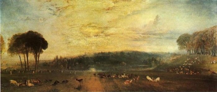 Turner Joseph Mallord William The Lake Petworth sunset fighting bucks. ,   