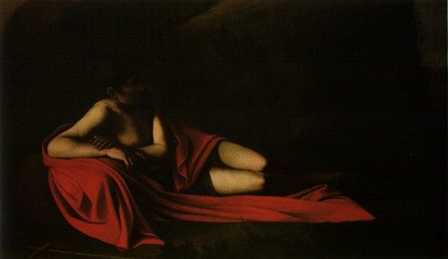 Caravaggio-Baptist-reclining. ,   