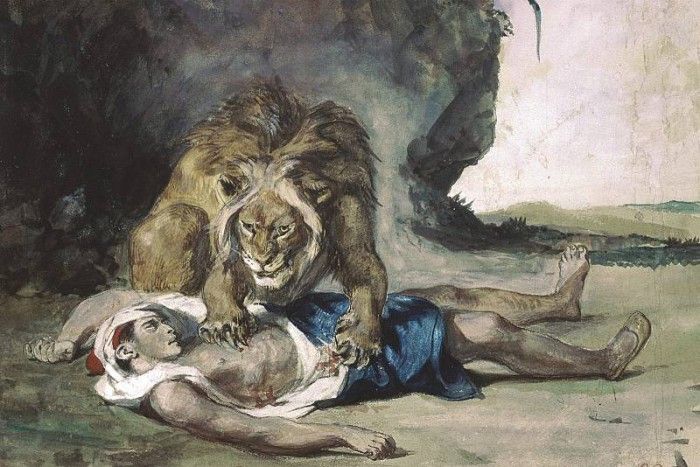 Lion Rending Apart a Corpse, Delacroix - 1600x1200 - ID 8113. , 