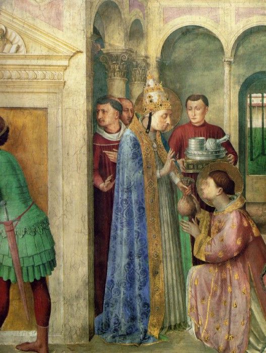 Fra Angelico St Lawrence receiving the treasures of the chur. ,    F