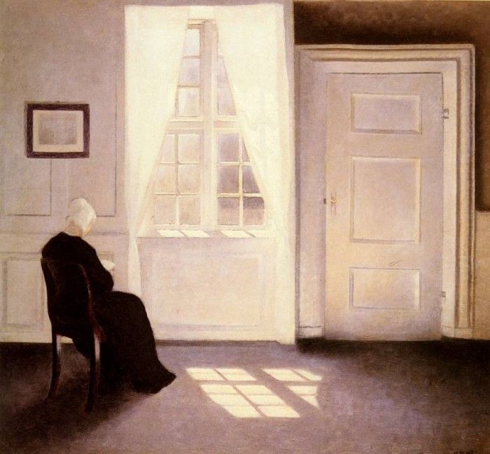 Hammershoi Vilhelm A Woman Reading By A Window. Hammershoi, 