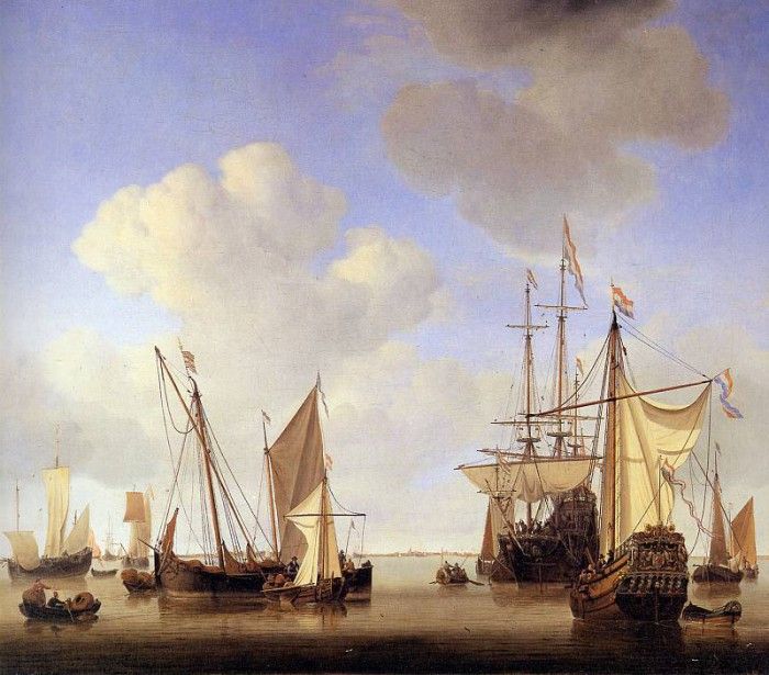 Velde van de Willem Jr Ships in the roads Sun. ,    