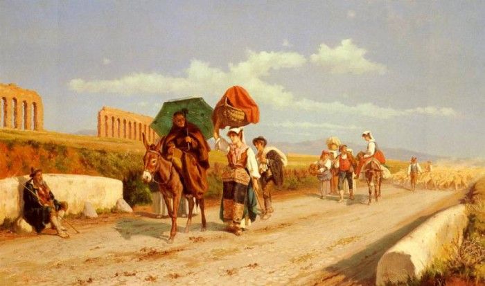 Gabrini Pietro Travellers In The Roman Campagna. Gabrini, 