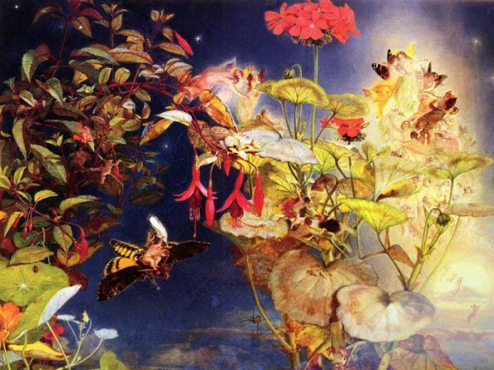 Naish John George (British) 1824 to 1905 Midsummer Fairies SwMonogram O P 35.6 by 45.7cm. Naish,  