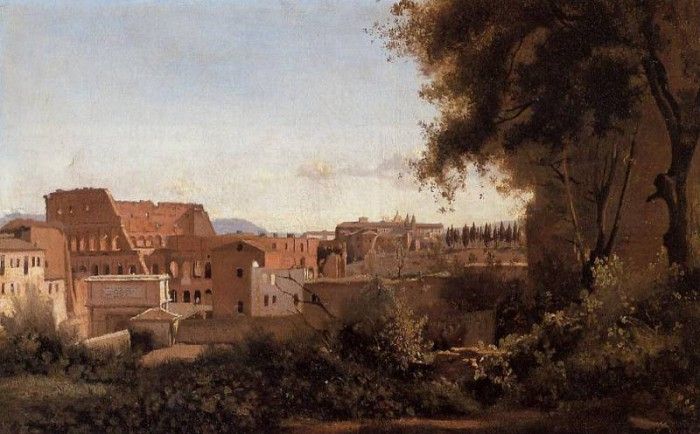 Corot Rome View from the Farnese Gardens Noon aka Study of the Coliseum. , --