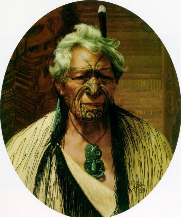 A noble northern chief Atama Paparangi 1912 76.5x64cm. , 