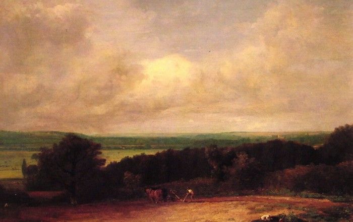 Landscape ploughing scene in Suffolk.  