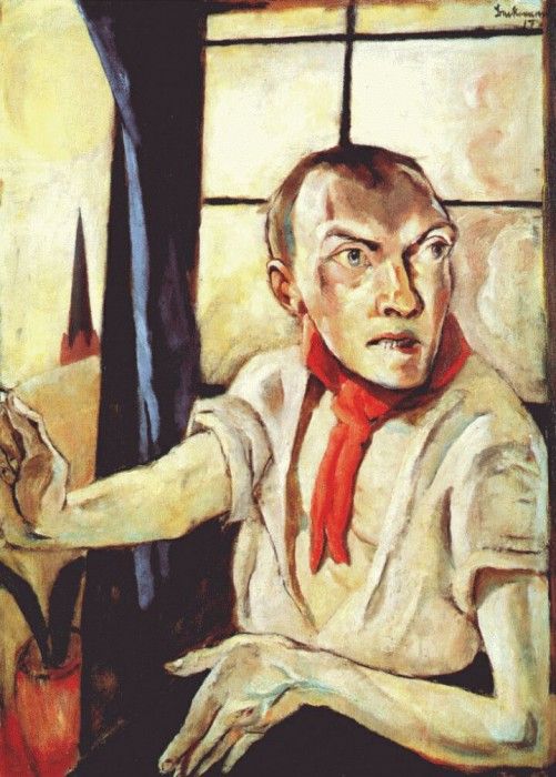 beckmann self-portrait with red scarf 1917. , 