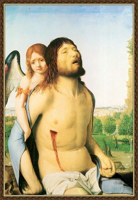 cr Antonello da Messina-The Dead Christ Supported By An Ange.  , 