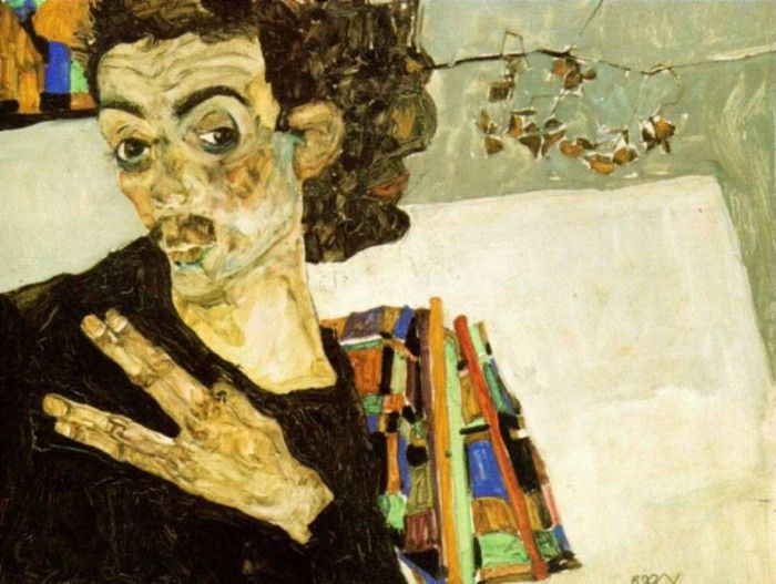 schiele.portrait-black-vase. , 