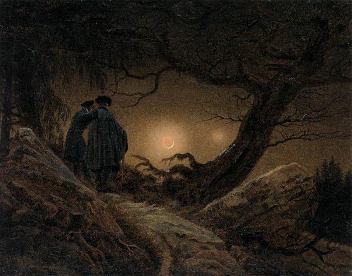 FRIEDRICH Caspar David Two Men Contemplating The Moon. ,  