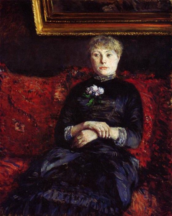 Caillebotte Gustave Woman Sitting on a Red Flowered Sofa. , 