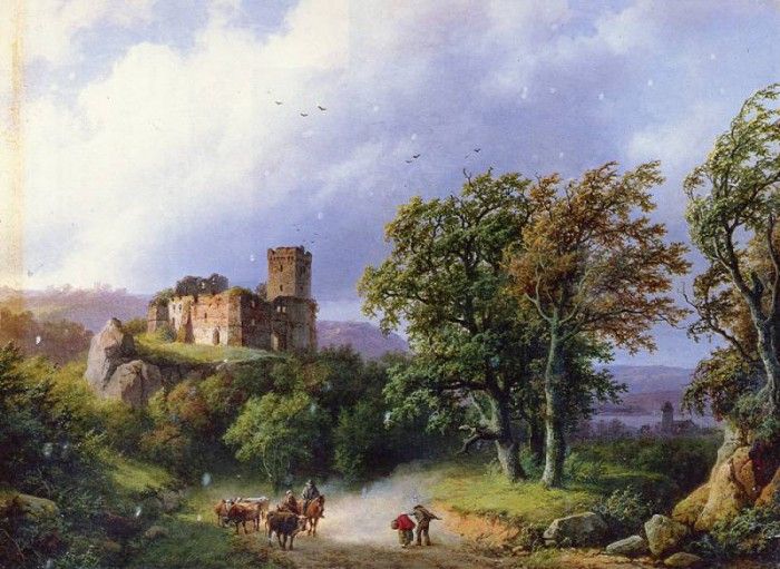 Koekkoek Barend Cornelis (Dutch) 1803 to 1862 The Ruined Castle SND 1857 O P 34.6 by 47.6 cm. Koekkoek, Barend 