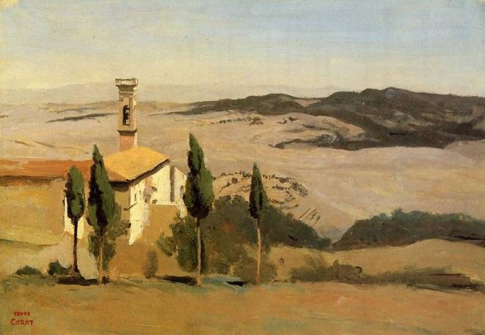 Corot Volterra Church and Bell Tower. , --