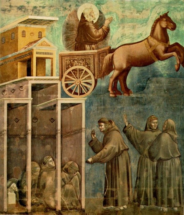 Giotto   Legend of St Francis   [08]   Vision of the Flaming Chariot. ������ �� �������