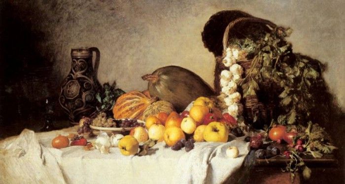 Rumpler Franz A Still Life With Fruit And Vegetables. Rumpler, 