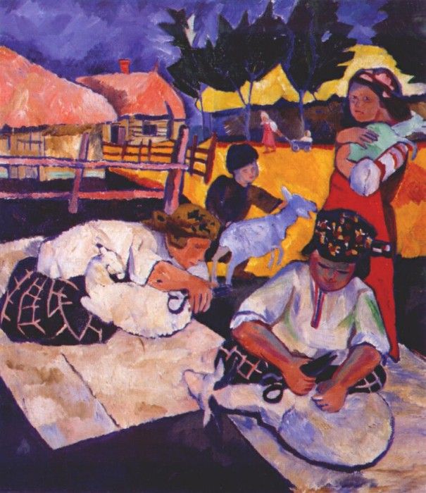 goncharova sheep shearing 1907. , 