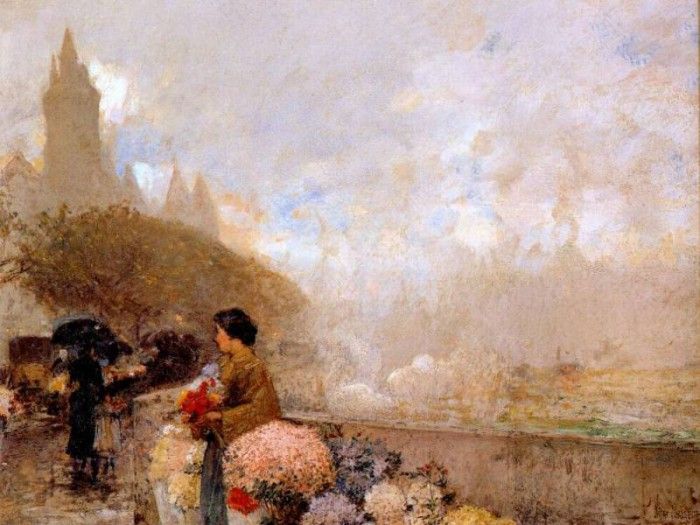 hassam flower girl by the seine, paris 1889. , 