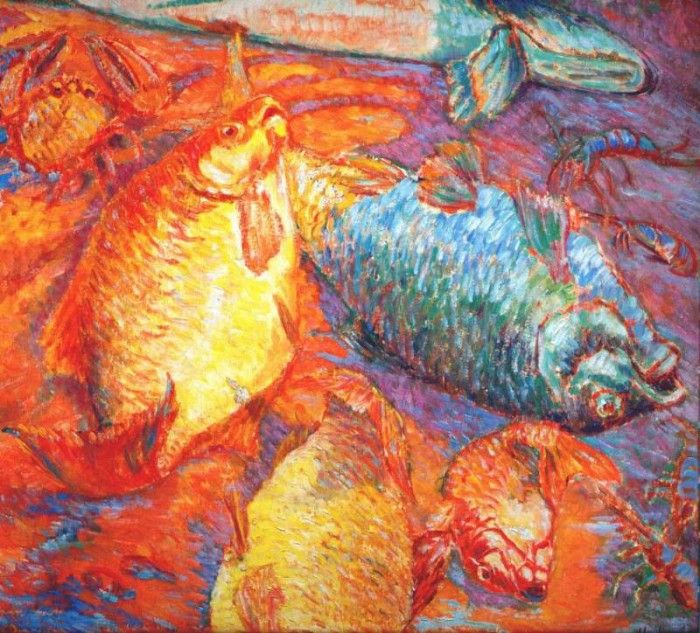 larionov fish at sunset 1904. , 