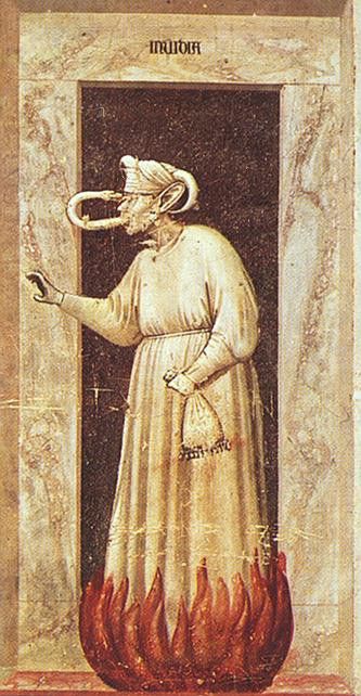 Giotto The Seven Vices  Envy, 1306, 120x55 cm, Arena chapel,.   