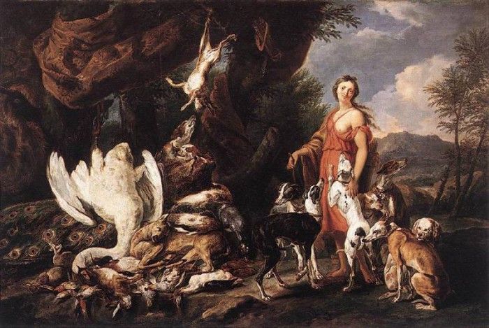 FYT Jan Diana With Her Hunting Dogs Beside Kill. Fyt, 