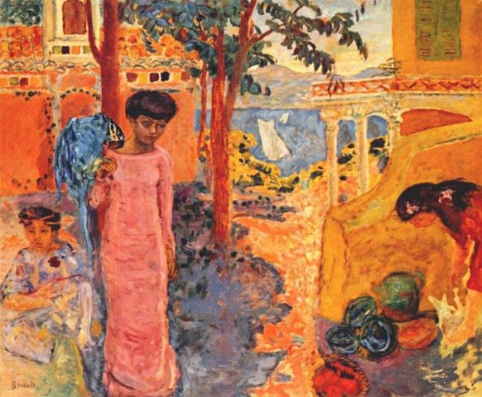 bonnard woman with parrot 1910.  