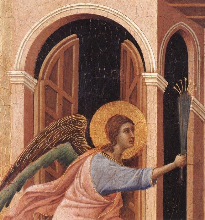 Duccio Marie dod forebadas, Maestaaltaret, (detalj), Dommuse.   