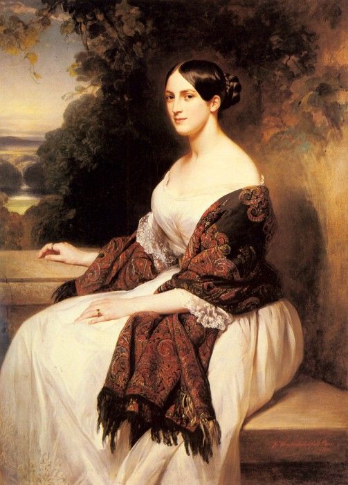 Winterhalter Franz Xavier Portrait Of Madame Ackerman. ,  