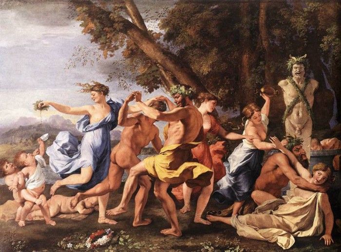 Bacchanal before statue EUR. , 