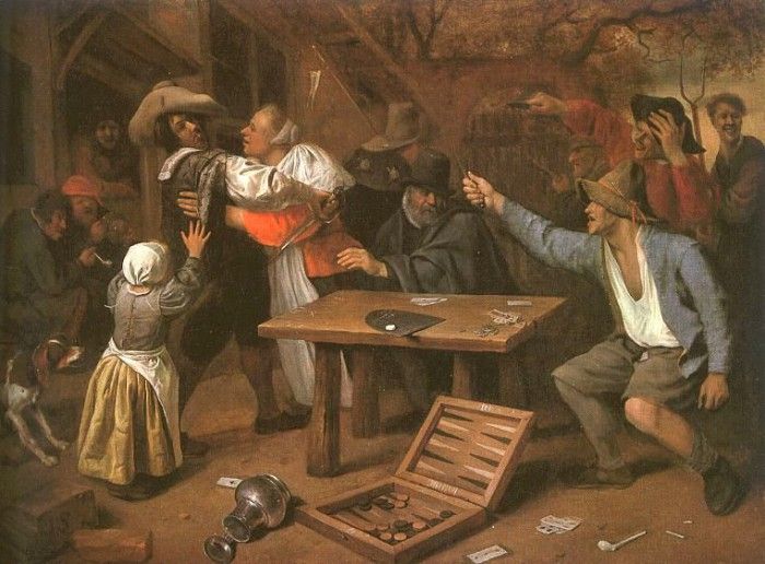 Steen Card Players Quarreling, 1664-65, oil on canvas, Gemal. , 