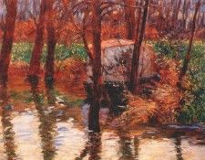 breck the river epte with monets atelier-boat c1887-90. , 