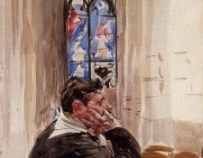 Boldini Giovanni Portrait of a Man in Church. Boldini, 