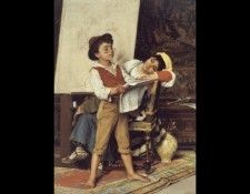 Reading the News In The Artists Studio. Bechi, 