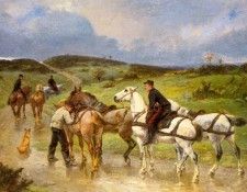 Brunet Houard Pierre Auguste Changing Horses. ,   Houard